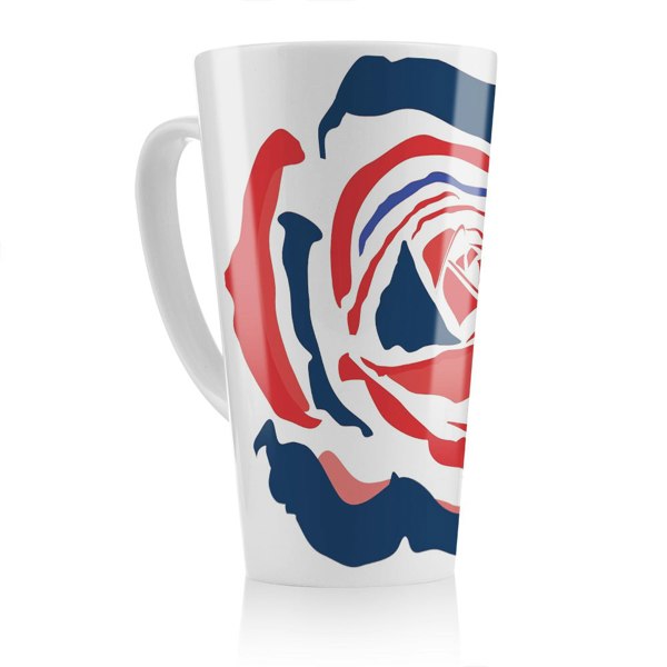 Benjamin Tate Design Red & Blue Rose Print Latte Mug
