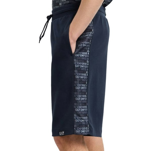 Emporio Armani EA7 EA7 Emporio Armani Logo Series Monogram Print Bermuda Shorts Armani Blue