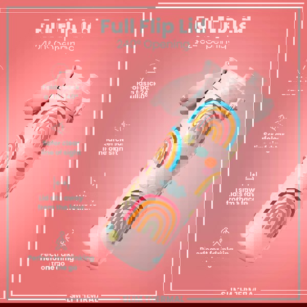 ION8 Leak Proof Slim Thermal Steel Water Bottle, Insulated, Rainbows, 500ml (17oz)