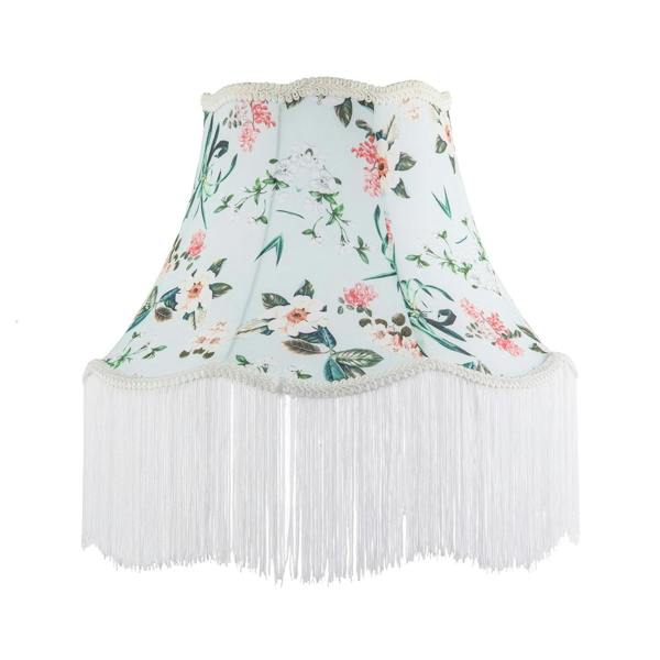 Victorian Styled Vintage Lamp Shade with Green and Blue Floral Decor Image 1