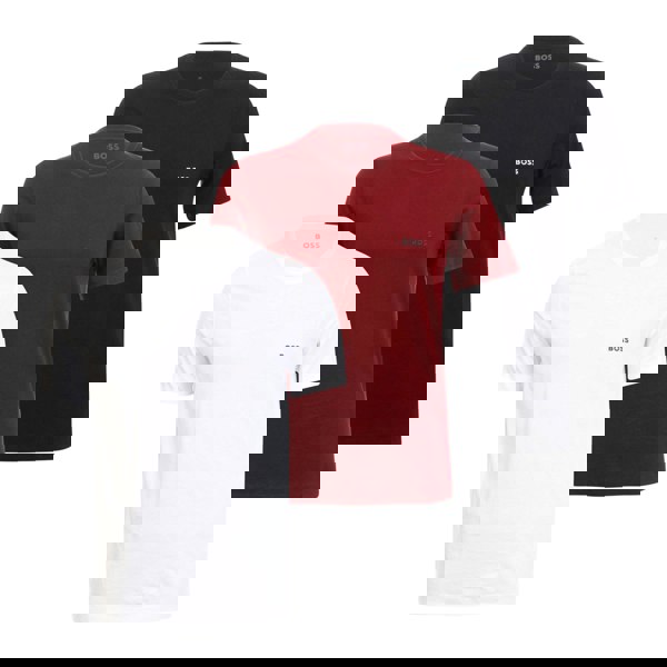 Boss Mens Logo T-Shirt (Pack of 3) - Black/White/Maroon