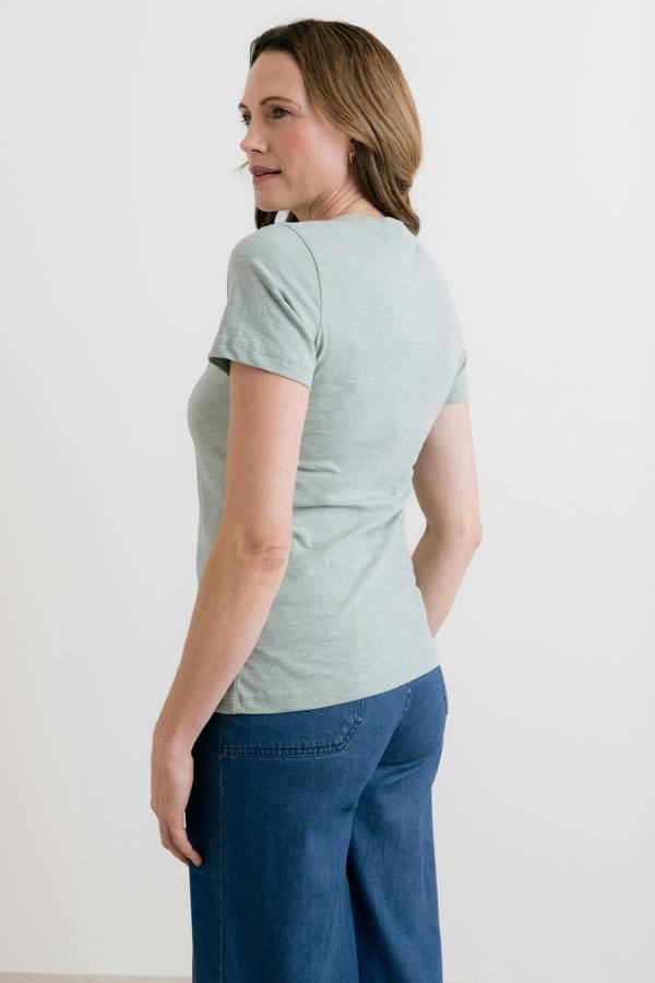 Lily & Me Victoria Organic Cotton V-Neck T-Shirt Silver Sage