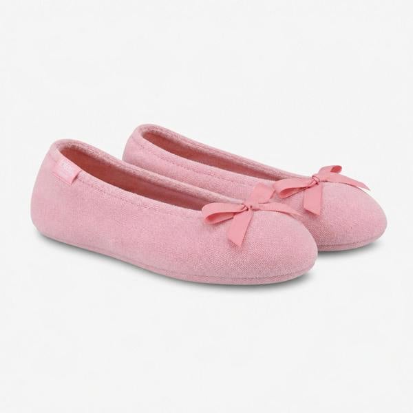 Totes TERRY BALLERINA Full Slippers Slippers   in  Pink
