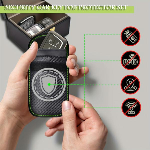 Dyzi Black Faraday Key Box With 2 Signal Blocking Pouches