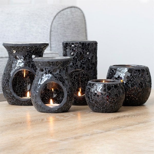 Serano Large Black Crackle Oil Burner and Wax Warmer