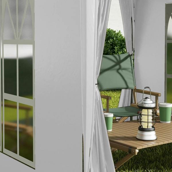 White gazebo side panel with window and zippered doorway opening