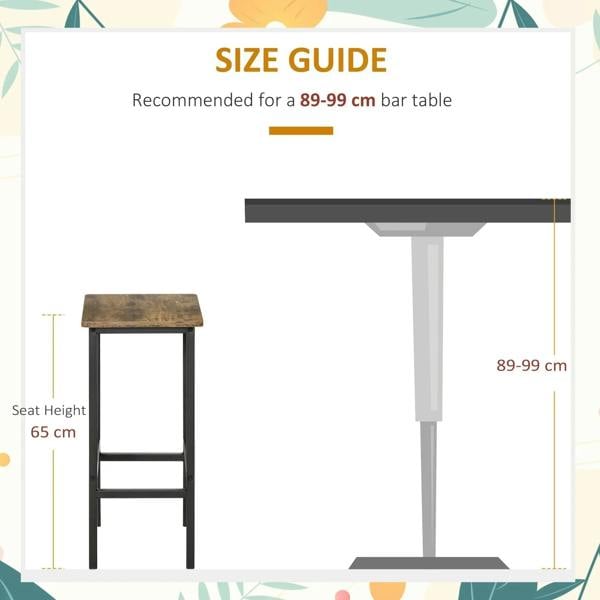 Counter-height bar stool with rustic brown top and black steel footrest