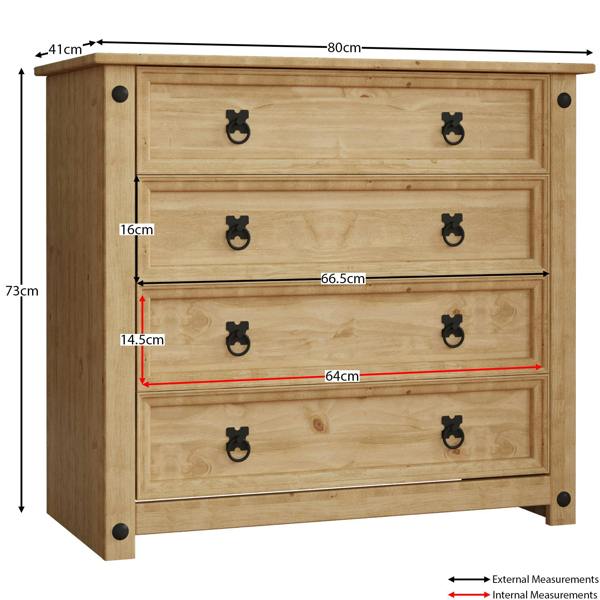 Vida Designs Corona Rustic 4 Drawer Chest