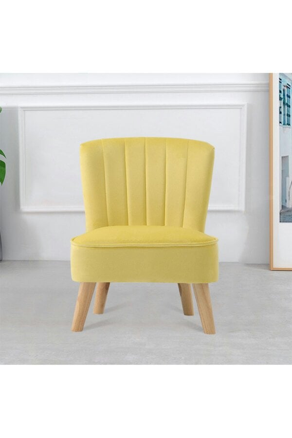Living and Home Yellow Shell Back Velvet Upholstered Footstool