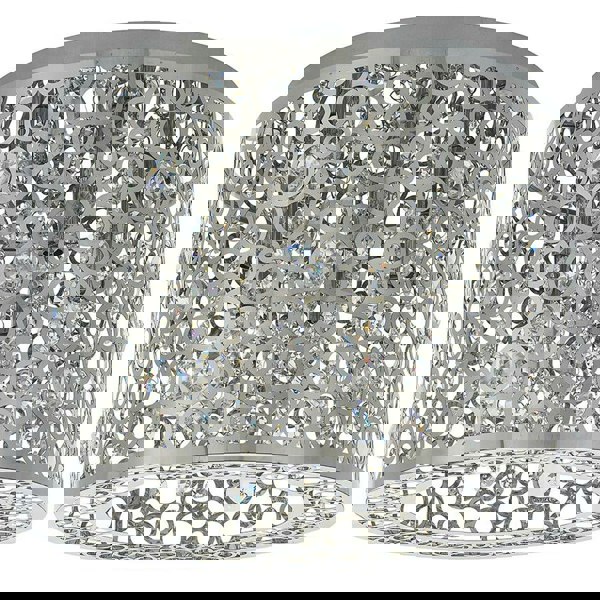 Flush Ceiling Mount Light Chrome & K5 Crystal Gorgeous Round Modern Lamp Shade Loops