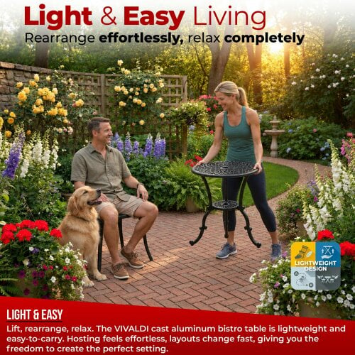 Centurion Supports VIVALDI Black Garden & Patio Cast Aluminium Bistro Table