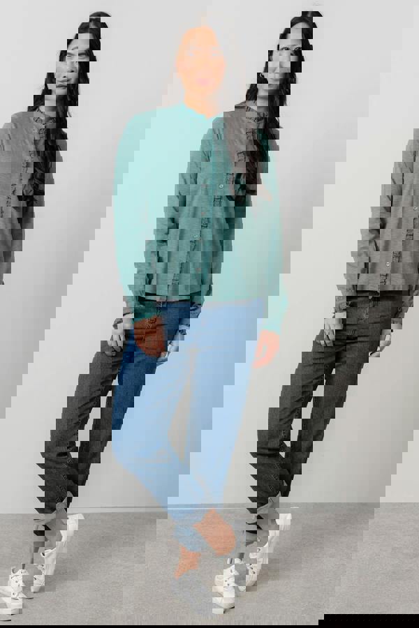 Lily & Me Sage Frill Organic Cotton Blouse Sea Mist