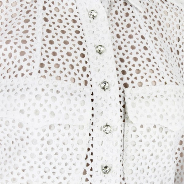 Alaia luxurious macrame jacket in white
