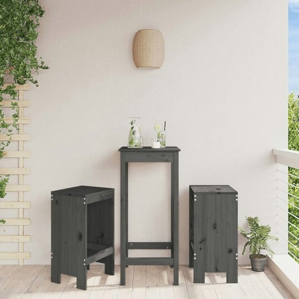 Berkfield Bar Stools 2 pcs Grey 40x36x75 cm Solid Wood Pine