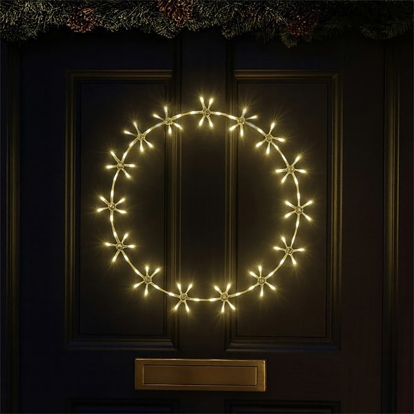 Xmas Haus 55cm 96Warm White LED Metal Ring 3m lead Outdoor