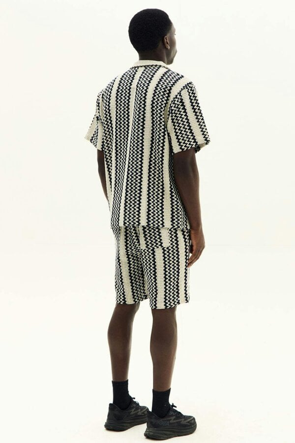 Men’s Crochet Texture Matching Shirt & Shorts Set – Boxy Fit | 100% Cotton
