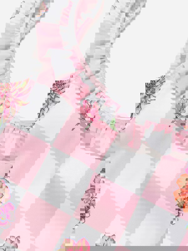 Versace Girls Damier Flowers Swimsuit in Pink