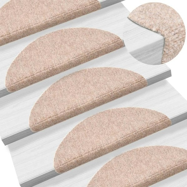 Berkfield Self-adhesive Stair Mats 10 pcs Brown 56x17x3 cm Needle Punch