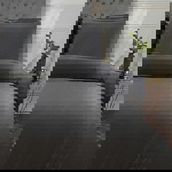 Smart Living Luxury Soft & Elegant Matte Velvet Duvet Cover Set with Pillowcases- Charcoal