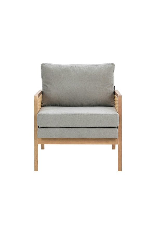 Living and Home Grey Cushioned Wood Armchair