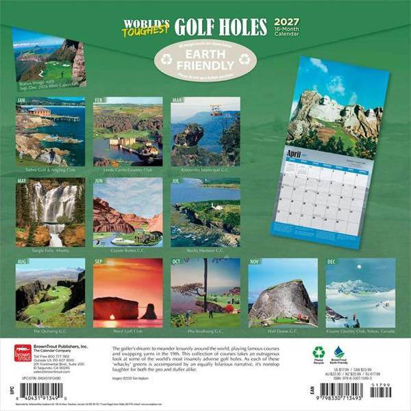 World's Toughest Golf Holes Calendar 2027, Wall Calendars, Month To View, Sports, Gift