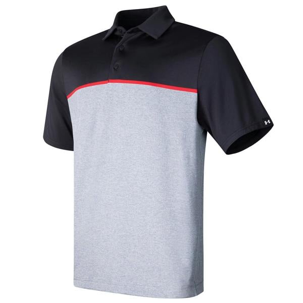 Under Armour Mens Playoff 3.0 Stripe Polo Shirt - Black/Red/Black