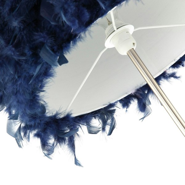 Modern and Chic Midnight Blue Feather Floor Lamp with Satin Nickel Plated Base Image 4