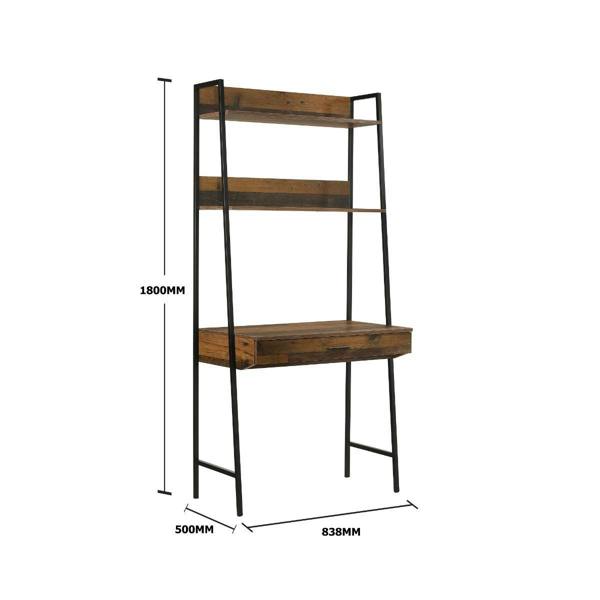 Timber Art Design Rustic Retro Ladder Bookcase Desk Shelving Shelf Unit 3 Tier