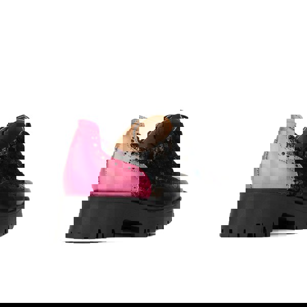 Embassy London Artisan - Dark Winter Foil & Pink - Women's leather lace-up shoe with brogue detailing