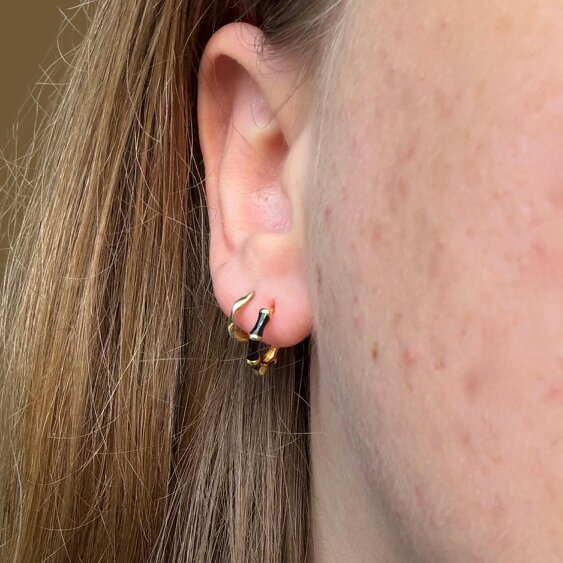 Reeves & Reeves Black and Gold Bamboo Hoop Earrings