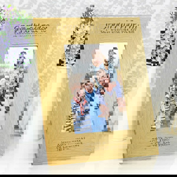 Personalised Memento Company Personalised Grandchildren Are A Blessing 6x4 Oak Finish Photo Frame