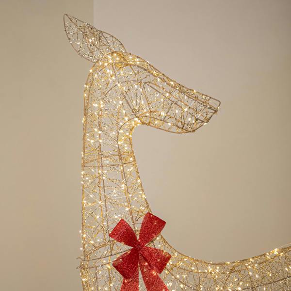 Samuel Alexander 1.75m Light up Gold Twist Christmas Reindeer 880 Warm White LEDs