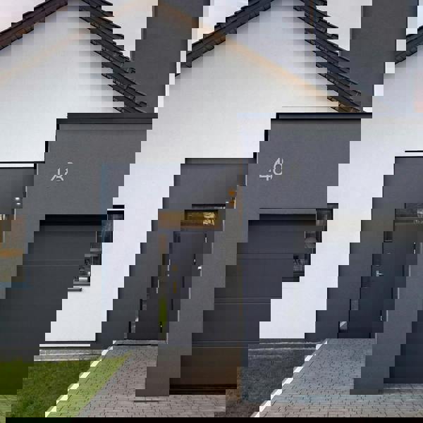 BESLAGSBODEN House Number 8 in Matt Grey NORDIC Series, Height 230 mm.