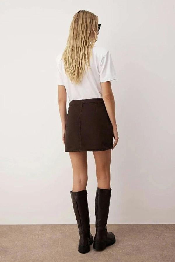 WOVCOR High Waist Mini Denim Short Skirt