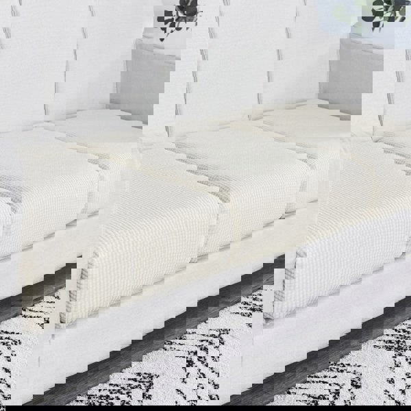 Anyhouz Anyseat Sofa Cover White Polyester Thick Stretchable Cushion For Living Room 1Pc Normal Size 225-275cm