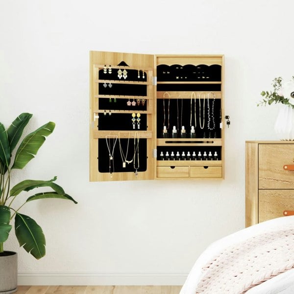 Berkfield Mirror Jewellery Cabinet Wall Mounted 37.5x10x67 cm