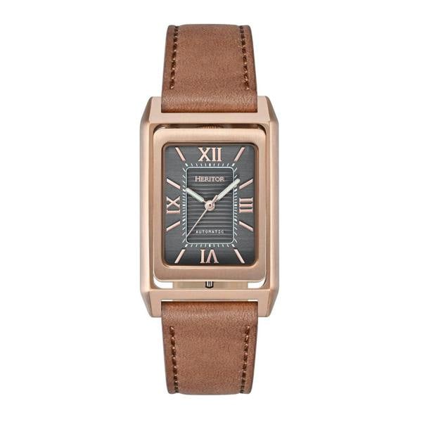 Heritor Automatic Esteban Leather Band Watch - Rose Gold/Brown - HERHS4205