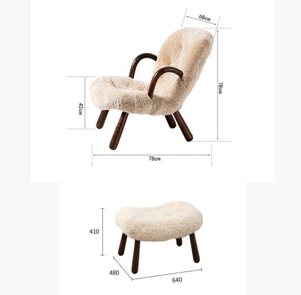 Classic Sheepskin Clam Armchair, Boucle-Weilai Concept-Weilai Concept