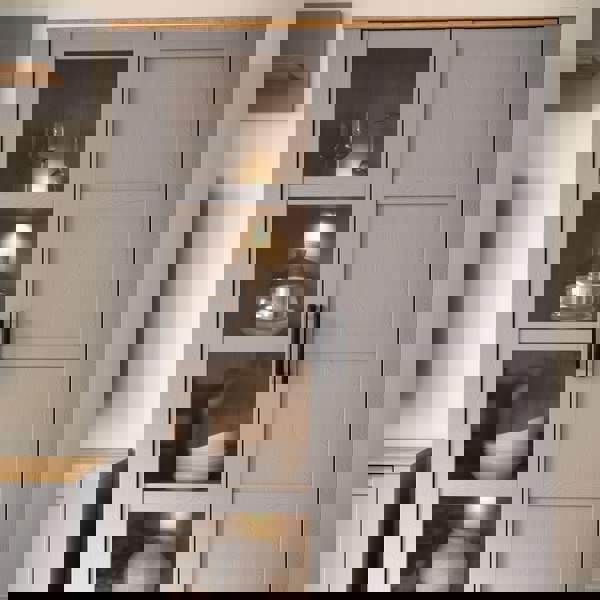 Furniture To Go Bohol Display Cabinet inc. 2x LED Lights in Riviera Oak/Grey Oak