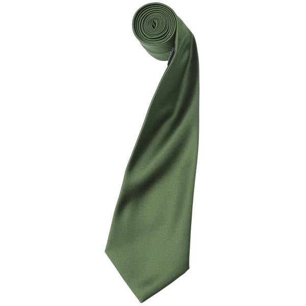 Premier Mens Plain Satin Tie (Narrow Blade) (Pack of 2) - Olive