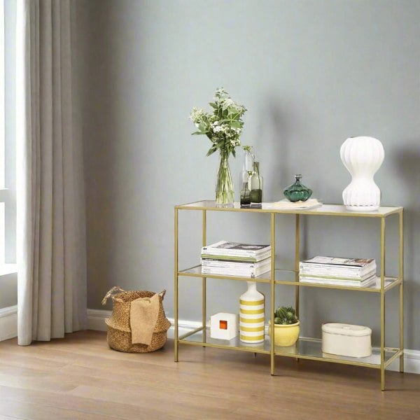 Modcraft 3-Tier Console Table with Tempered Glass Display Shelf