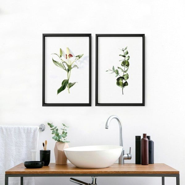 Art for the bathroom wall | set of 2 Floral wall art prints