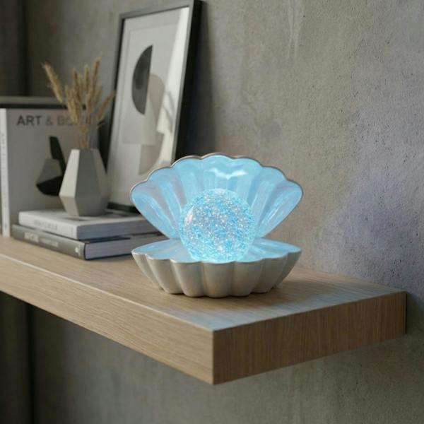 Garden Greatness Pearlescent Clam Shell Glitter Lamp