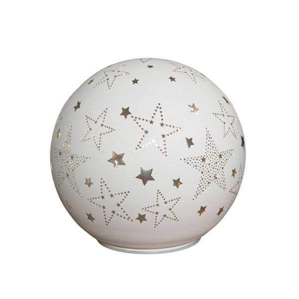 Samuel Alexander 15cm Battery Operated Light up Star Glass Ball in White with Warm White LEDs