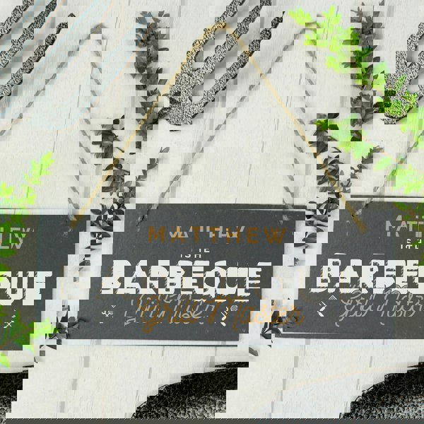 Personalised Memento Company Personalised ""Barbeque Grill Master"" Printed Hanging Slate Plaque