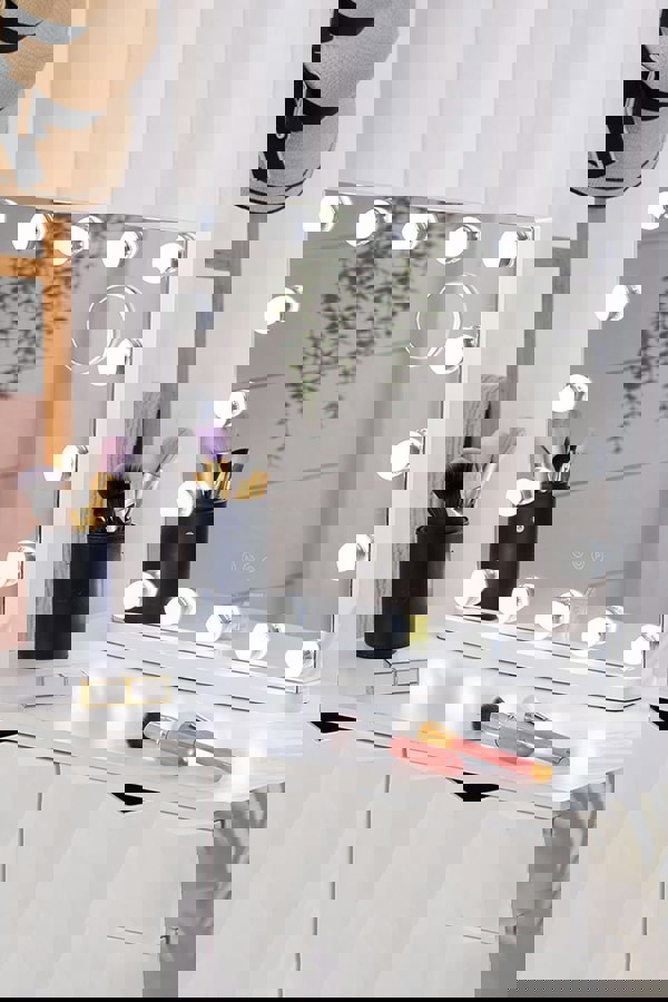 Living and Home Hollywood Makeup Mirror with 16 Pcs LED Bulbs,3 Color Lighting Modes,Detachable 10X Magnification Mirror