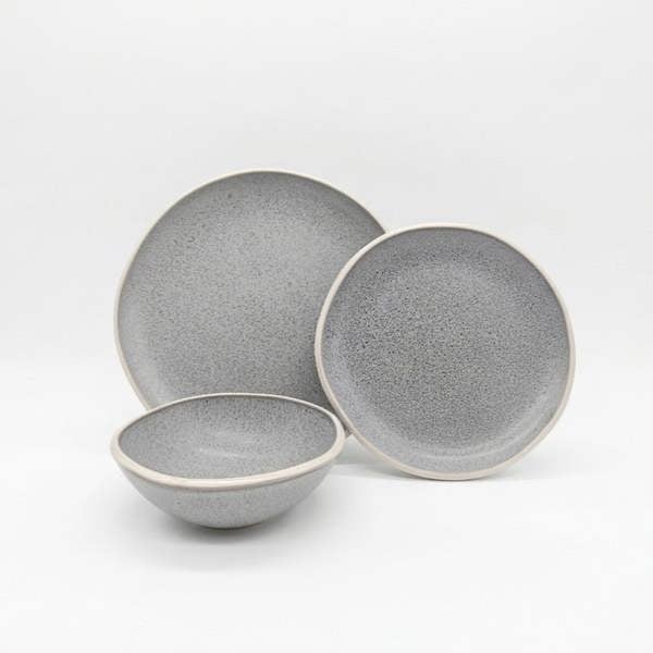 Reactive Grey Stoneware Dinnerware 6pc Dinner Set