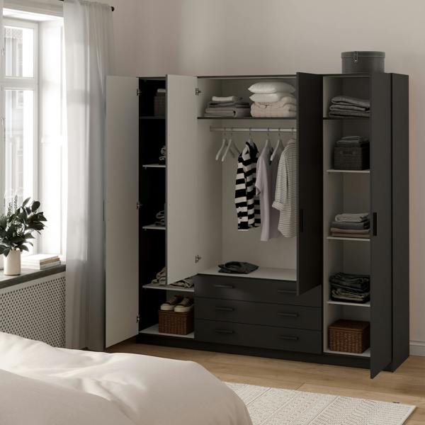 Furniture To Go Sprint Wardrobe with 4 Doors + 3 Drawers in Matt Grey