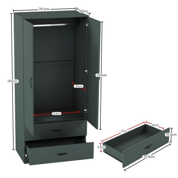 Vida Designs Riano 2 Door 2 Drawer Wardrobe