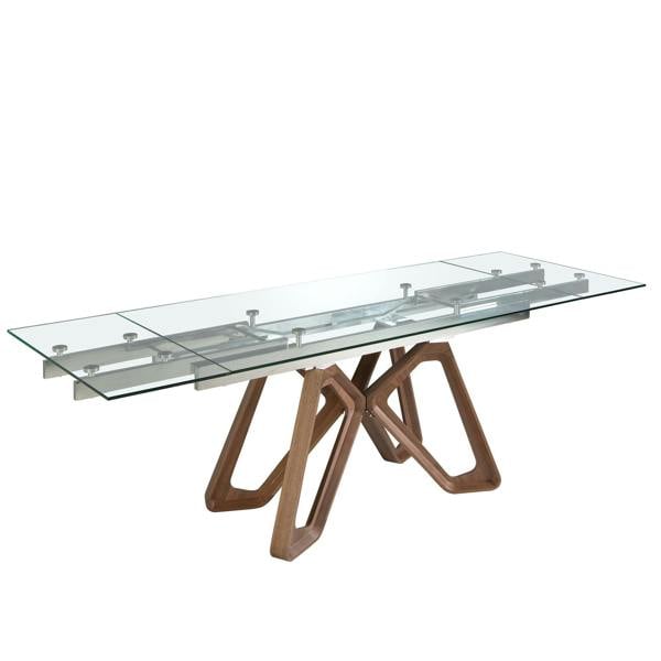 Angel Cerdá Rectangular tempered glass and walnut extending dining table 1122